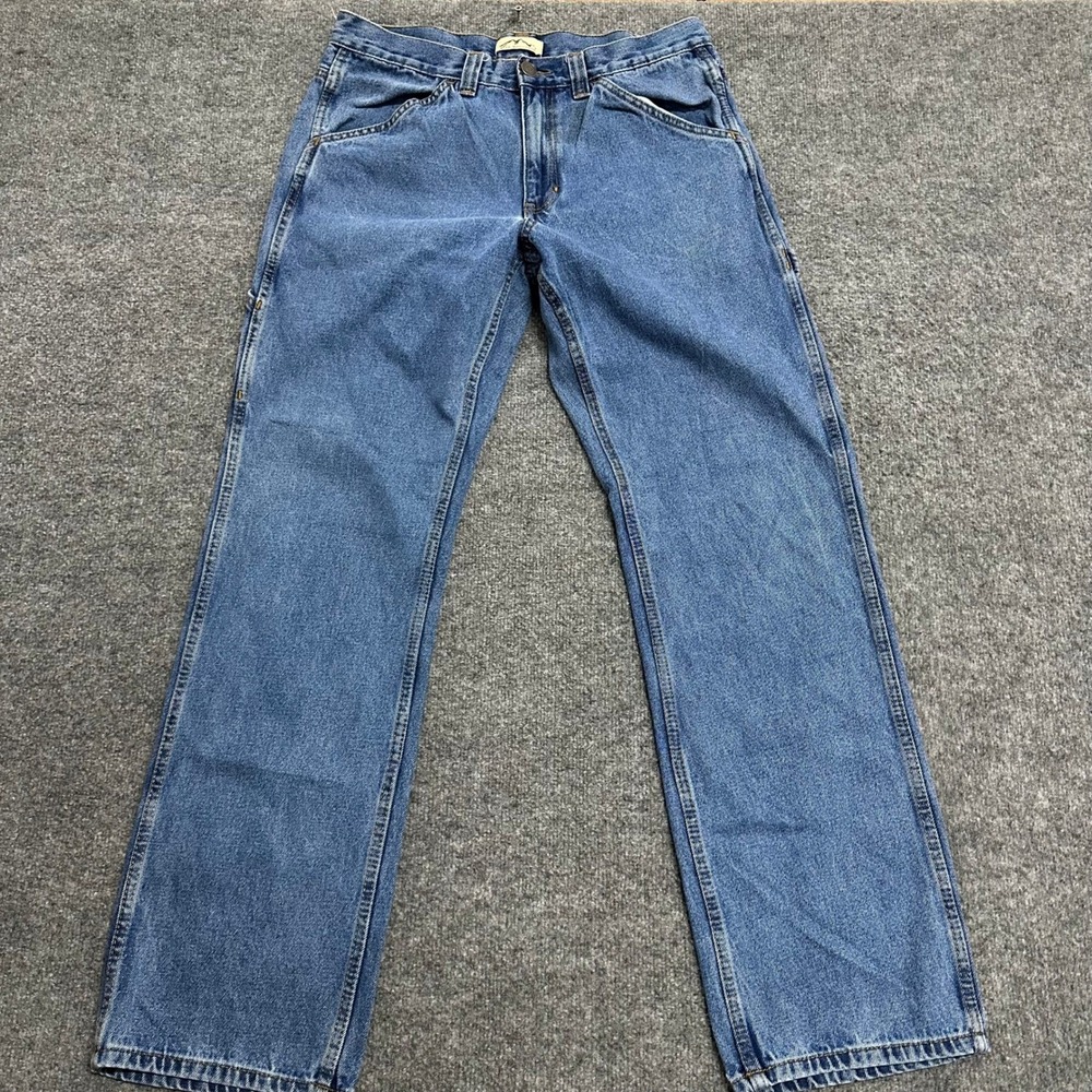 Blue Mountain Jeans Mens Size 34 Blue Carpenter Relaxed Fit Denim Workwear
